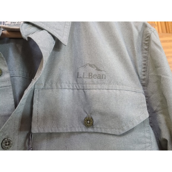 L L Bean Mens Shirt Olive Green Long Sleeve Sz M No Fly Zone Fishing Hiking $99 - Picture 10 of 16